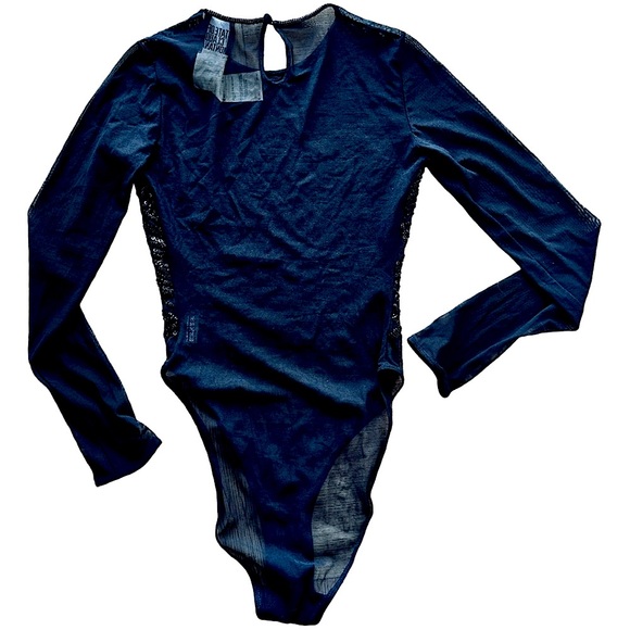 State of Claude Montana black beaded and mesh long sleeve bodysuit - Picture 4 of 9
